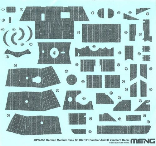 Meng German Medium Tank Sd.Kfz.171 Panther Ausf.D Zimmerit Decal 1:35 (SPS-058)