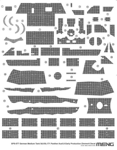 Meng German Medium Tank Sd.Kfz.171 Panther Ausf.A Early Production Zimmerit Decal 1:35 (SPS-077)