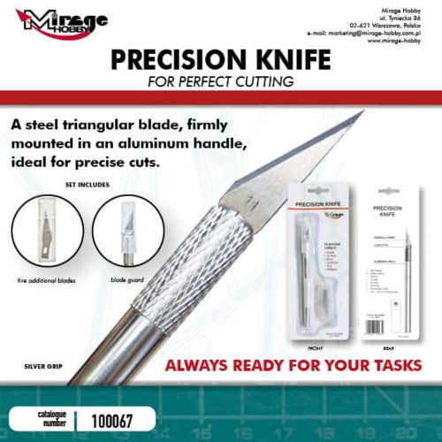 Mirage Hobby Precision Knife + 5 Blades (Silver) (100067)