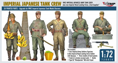 Mirage Hobby WW2 IMPERIAL JAPANESE TANK CREW + one Imperial Naval Landing Force Food Supplier 1:72 (720014)