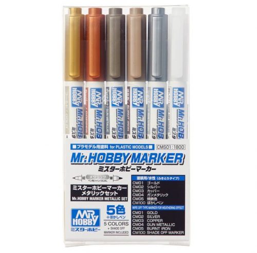 Mr Hobby Marker Metallic Set/6 - Water Based, Double Ended CMS-01