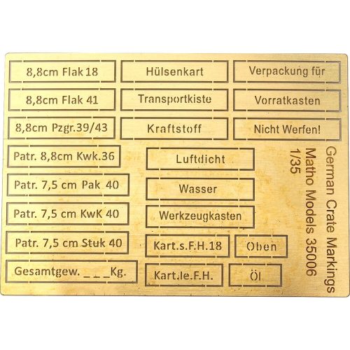 Matho Models German Crate Markings (airbrush templates) 1:35 (35006)