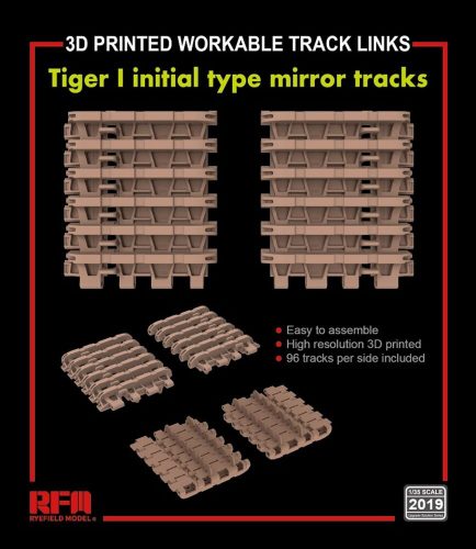 Rye Field Model Workable track links for Tiger I initial type mirror tracks (3D printed ) 1:35 (2019)