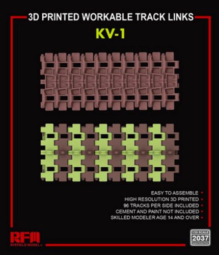 Rye Field Model 3D printed Workable track links for KV-1 1:35 (2037)