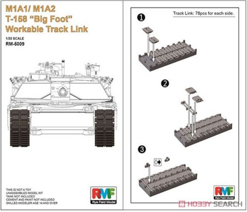 Rye Field Model M1A1/ M1A2 T-158Big FootWorkable Track Link 1:35 (5009)