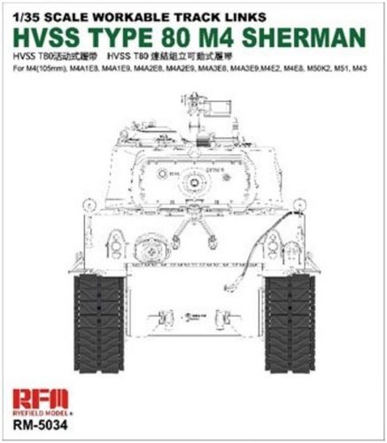 Rye Field Model Workable track links for Hvss t80-track for M4 Sherman 1:35 (5034)