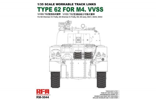 Rye Field Model Workable track links for British Sherman VC Firefly, M3, M4A1, M4A4, M4 early 1:35 (5044)