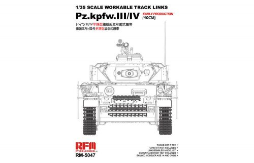 Rye Field Model Workable track links for Pz.III/IV.early production (40cm) 1:35 (5047)