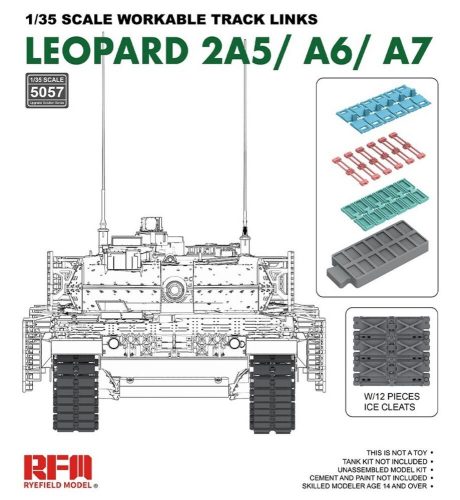 Rye Field Model Workable track links for LEOPARD 2A5/A6/A7 1:35 (5057)