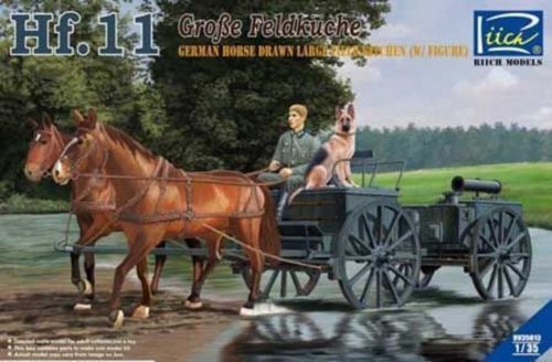 Riich Models German Horses Drawn Large Field Kitchen Hf.11(two horses&one figure,one dog 1:35 (RV35013)