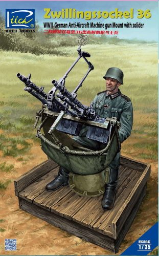 Riich Models WWII German Zwillingssockel 36 Anti-Aircraft MG Mount w.Solider(include PE&Decal 1:35 (RV35047)