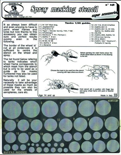 Royal Model Spray masking stencil 1:35 (RM048)