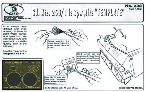 Royal Model Sd.Kfz. 250/1 le Spw Alte TEPMPLATE 1:35 (RM238)