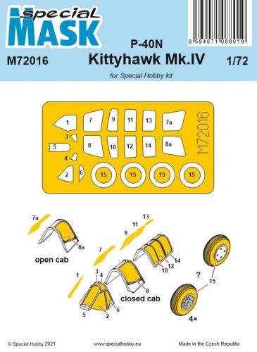 Special Hobby P-40N/Kittyhawk Mk.IV Mask 1:72 (100-M72016)