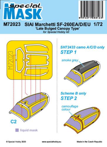 Special Hobby SIAI-Marchetti SF-260EA/D/EU Late Bulged Canopy Type Mask 1:72 (100-M72023)