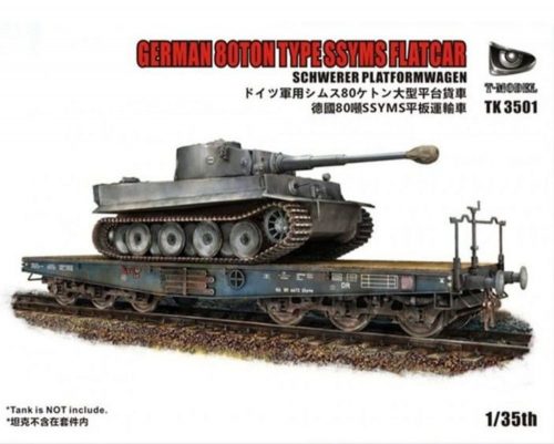 T-Model German 80Ton Type SSYMS Flatcar Schwerer Platformwagen(Tank not incude 1:35 (TK3501)