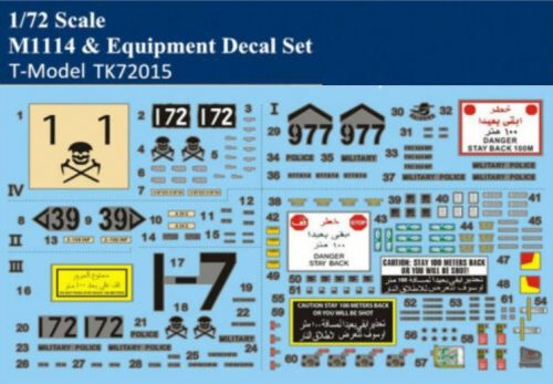 T-Model M1114 HMMWV Decal Set I 1:72 (TK72015)