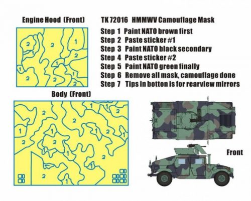 T-Model M1114 HMMWV Camouflage Mask 1:72 (TK72016)