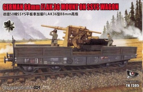 T-Model German 88mm FLAK 36 MOUNT ON SSYS WAGON 1:72 (TK7205S)