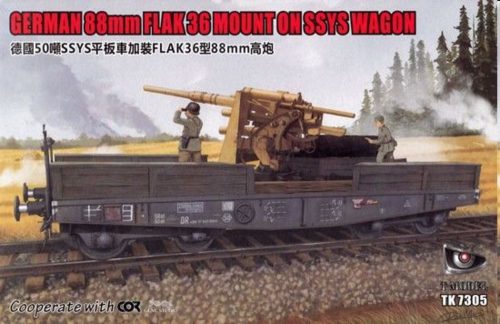 T-Model German 88mm FLAK 36 MOUNT ON SSYS WAGON 1:72 (TK7305)