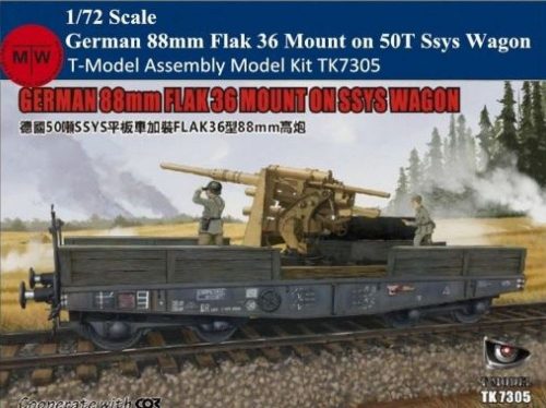 T-Model German 88mm FLAK 36 MOUNT ON SSYS WAGON 1:72 (TK7305E)