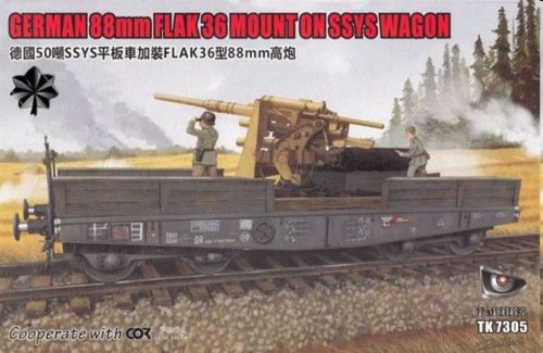 T-Model German 88mm FLAK 36 MOUNT ON SSYS WAGON 1:72 (TK7305I)