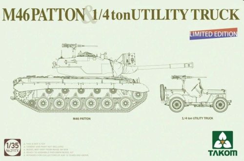 Takom MEDIUM  TANK M46  PATTON + 1/4 ton UTILITY TRUCK Limited Edition 1:35 (TAK2117X)