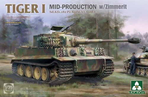 Takom Tiger I Mid-Production w/Zimmerit Sd.Kfz.181 Pz.Kpfw.VI Ausf.E 1:35 (TAK2198)