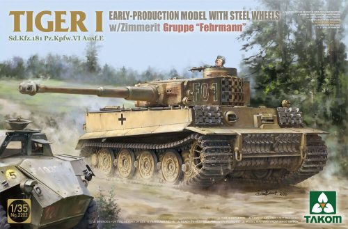 Takom TIGER I Sd.Kfz.181 Pz.Kpfw.VI Ausf.E EARLY-PRODUCTION MODEL WITH STEEL WHEELS w/Zimmerit Groppe Fehrmann 1:35 (TAK2202)