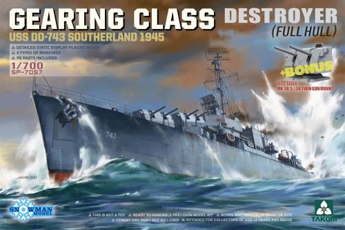 Takom GEARING CLASS DESTROYER USS DD-743 SOUTHERLAND 1945 (FULL HULL) 1:700 (TAKSP7057)