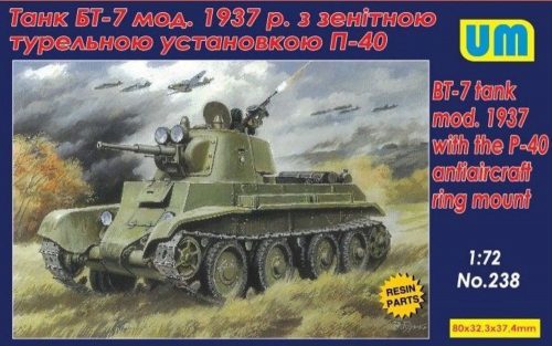 Unimodels BT-7 tank mod.1937 with the P-40 antiaircraft ring mount 1:72 (UM238)