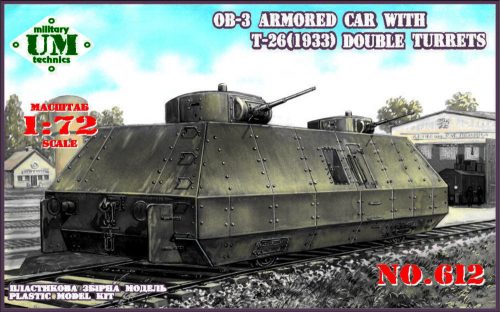 Unimodels OB-3 armored railway car with two T-26 1:72 (UMT612)