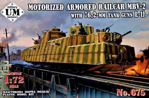 Unimodels MBV-2 Motorized armored Railcar with 76,2-mm Tank guns L-11 1:72 (UMT675)