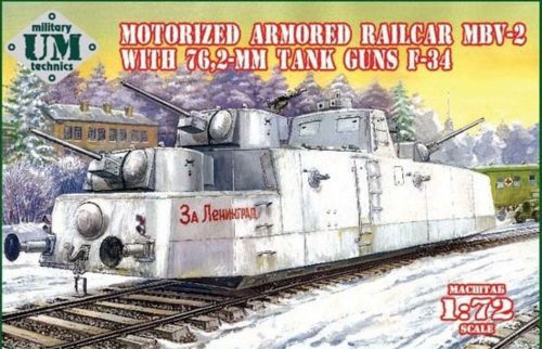 Unimodels MBV-2 motorized armored railcar w.76,2mm Tank guns F-34 1:72 (UMT677)